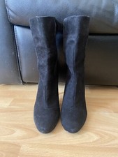 Ladies Womens Black Suede United Nude Heeled Boots Shoes Heels Size 6/EU 39