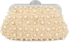Bellawish Pearl Clutch Purses for Women Wedding Bridal Evening Clutch Handbag