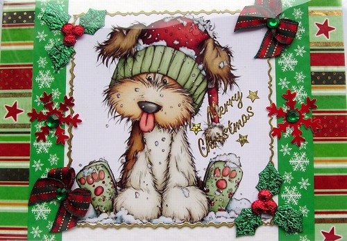 Xmas puppy dog hand - dog, crafted