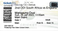 CRICKET TICKET - South Africa v England 2023 - 2nd one day International