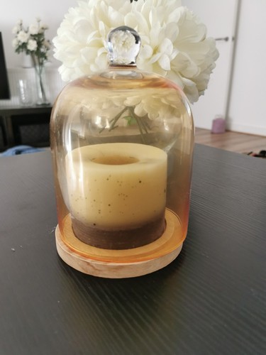 Glass candle cloche dome - glass,