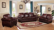 Brown Leather 3 Seater / 2