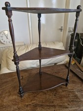 Victorian Revival Solid Mahogany What-Not Corner Display Shelf