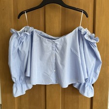 Zara Ladies Off The Shoulder Blue Top Size M