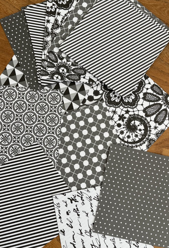 Origami paper black - black, white
