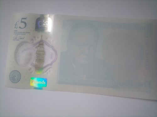 Five pound note with blank - five,