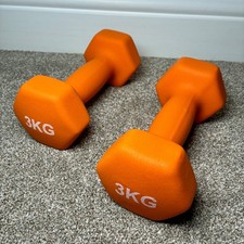 2x 3KG Neoprene Dumbbell Pair, Non-Slip Grip, Cast Iron Core Gym Fitness Weights