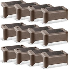 GIGALUMI Solar Deck Lights 12 Pcs Step Lights Bronze Solar Fence Lights Waterpro