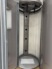 Garda Sun Stand Up Sunbed (used) for sale. Space Grey. Built in changing cubicle