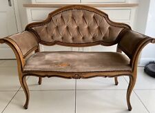 Antique Vintage Style 2 Seat Wood Frame Sofa Settee Needs TLC Fabric Recover