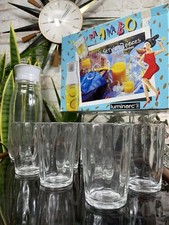 Vintage LUMINARC 7 Piece Glass Lemonade Set MAMBO Boxed Tumblers & Jug JG Durand