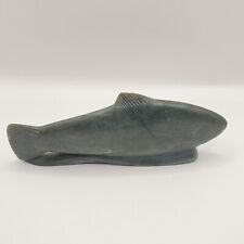 Inuit Eskimo Carved Soapstone Sculpture of a Fish Vintage 1977 7 inches Long