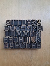 Wooden Letterpress Printing Blocks 1 Inch High. Upper Case Incomplete Alphabet.