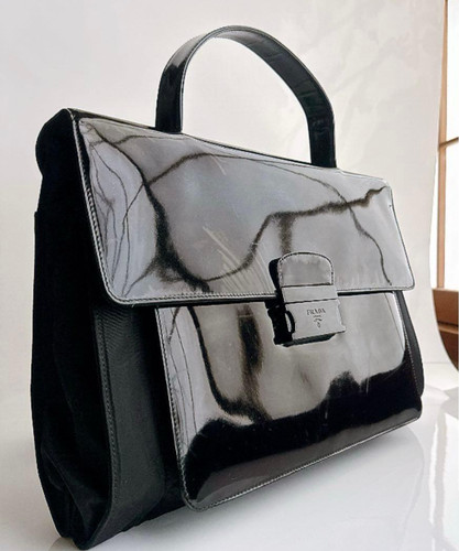 Prada black nylon patent - black,