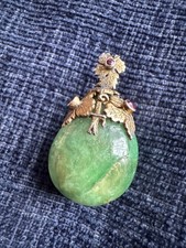 huge antique austro hungarian silver Natural emerald pendant 63ct