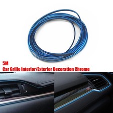 5M Grille Interior Exterior Decoration Chrome Styling Molding Trim Strip blue