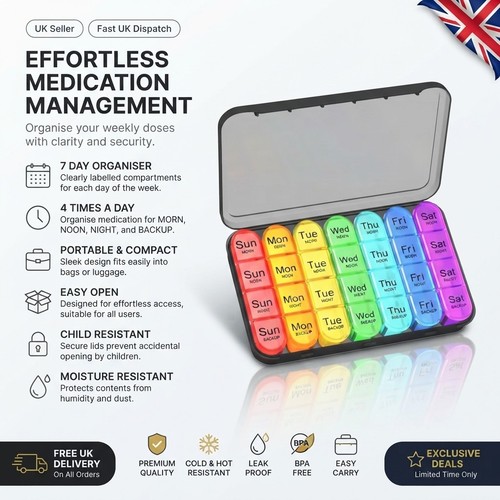 Weekly pill box - box, organiser