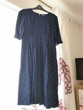 Emily and Fin Women's Dress Size 10 Navy Blue And White Poka Dot Dress