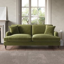 Olive Green Velvet 3 Seater Sofa - Payton SOF162