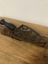 Antique Victorian Flat Iron Trivet With Wooden Handle