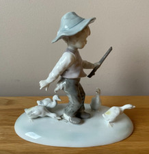 Vintage Metzler and Ortloff Young Boy & Geese Figurine Made in Germany 7210 VGC