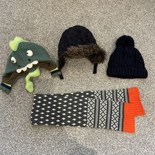 Boys 5-6 Winter Hat Scarf Bundle Next Boden Mountain Warehouse Dinosaur Bobble