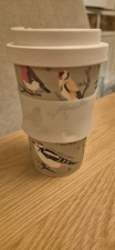 Eco Chic Travel Thermal Hot Cup 16oz With Brid Pattern And Silicon Sleeve
