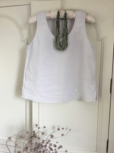 Oska linen sleeveless top pale - oska,