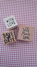 3 x East of India Rubber Stamps - With Love, Save The Date, With Much Love 