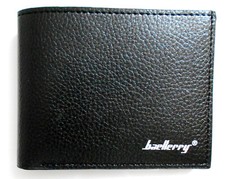 Men's Faux Leather Wallet - Black/Brown, 3 Card Slots & ID Window by Baellerry