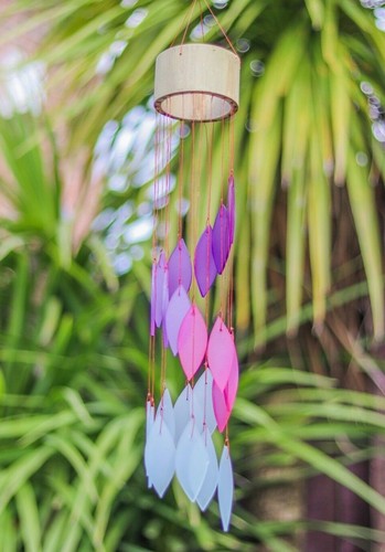 Glass wind chime pink purple - glass,