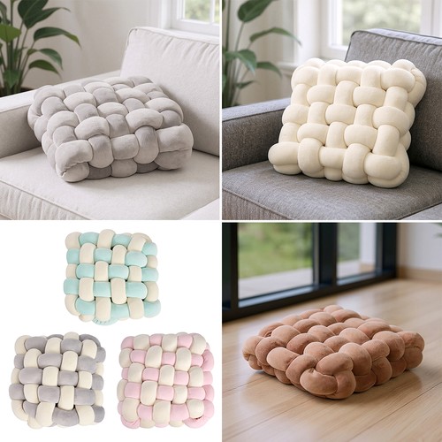 Knitted braided square pillow - square,