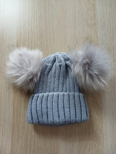 Baby grey double pom - grey,