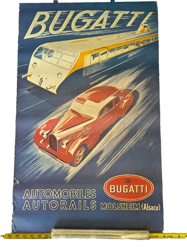 Vintage lithograph poster car - lithograph,