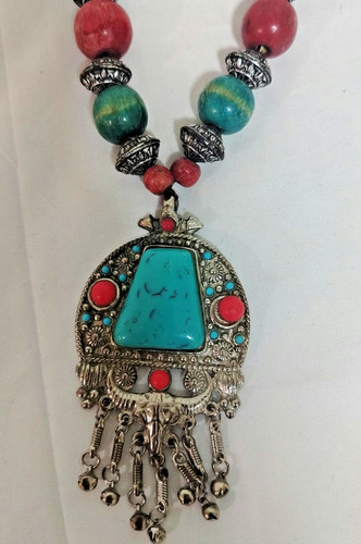 Boho tribal statement necklace - tribal,