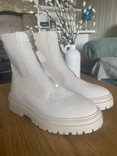 Cream Chunky Ankle Boots Size