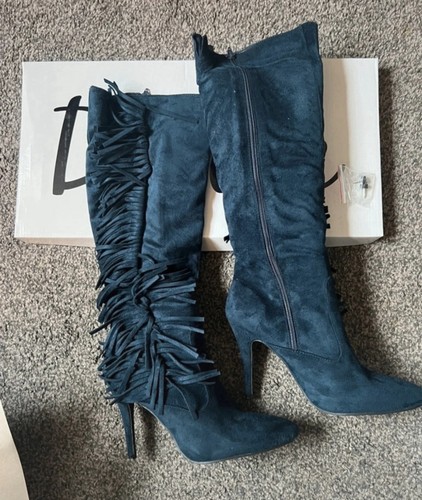 Women knee high boots navy - women's,