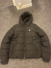 Superdry Mens Black Hooded Sports Puffer Jacket Size M £80 New