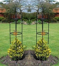 Set of 2 Garden Obelisk Climbing Plants Support Roses Metal Arch 1.9m High Pair