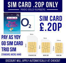 O2 Sim Card - PAYG -PAY AS YOU GO 2G/3G/4G Classic O2 Pay As You Go 02 Smart