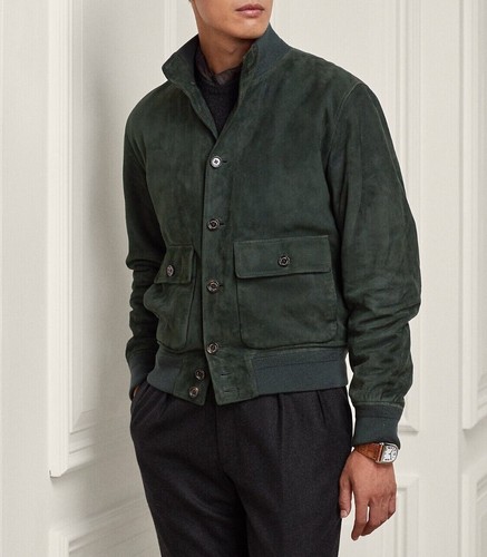 Green bomber leather jacket - bomber,