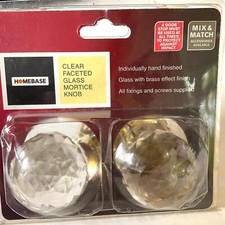 2 big 6cm Decorative Clear Faceted Glass Crystal Mortice Door Knobs Sphere Ball