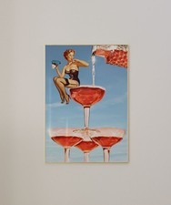 Blue Vintage Bar Cart Print