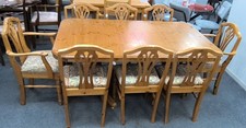 Oak effect table with 6 - ",