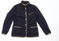 Basler Women's Blue Quilted Mid-Length Jacket Size 12