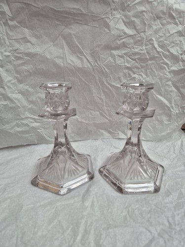 Antique glass candlestick - antique, pair