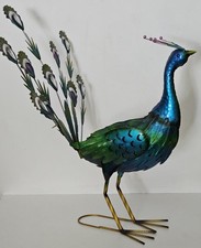 Vibrant Metal 28" (58cm) Peacock Detachable Indoor Statue Ornament
