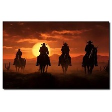 Sunset Western Cowboy Wall Art
