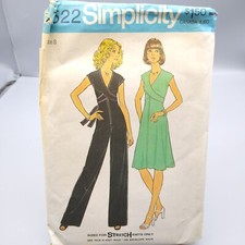 Vintage Sewing PATTERN Simplicity 7522, Misses 1973 Dress and Jumpsuit 1976