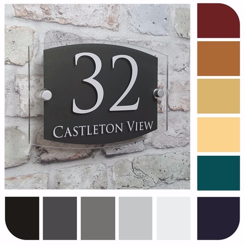 Modern house number sign - house,